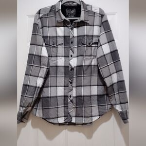 Fox Racing Black & White Flannel Button Down Shirt Size XXL